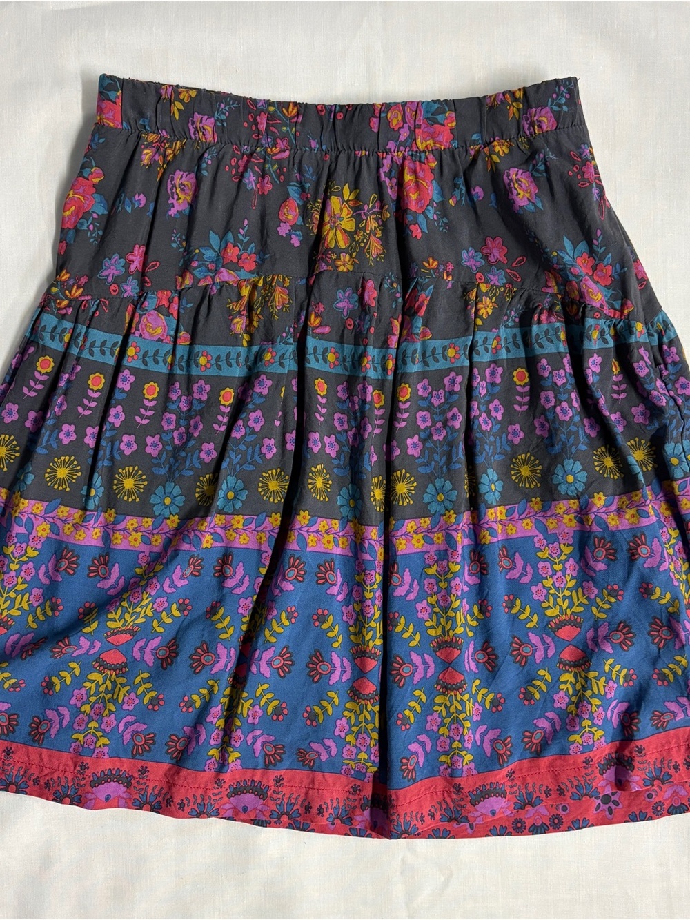 NATURAL LIFE Floral Tiered Mini Skirt in Black, Blue, Pink, Yellow
